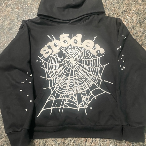 Black Spider Hoodie White Web